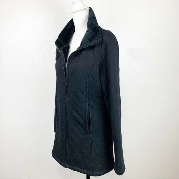 The North Face Caroluna Quilted long Jacket Fleece Lined Large L - Picture 3 of 13